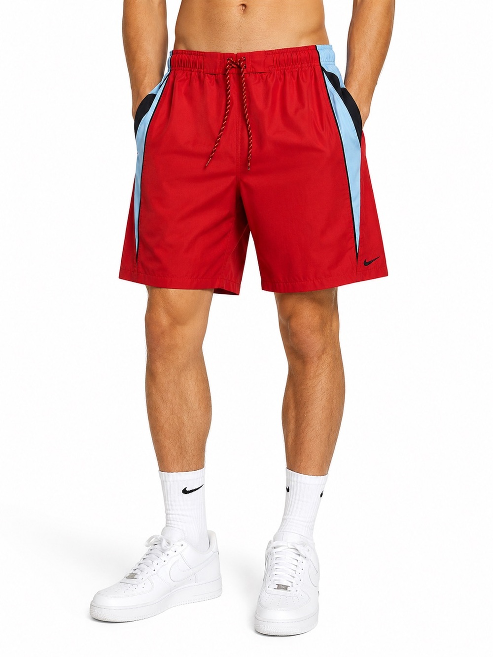 Nike‎ Y2K Core Contender Board Shorts Red Blue Colorblock Swim Trunks Medium